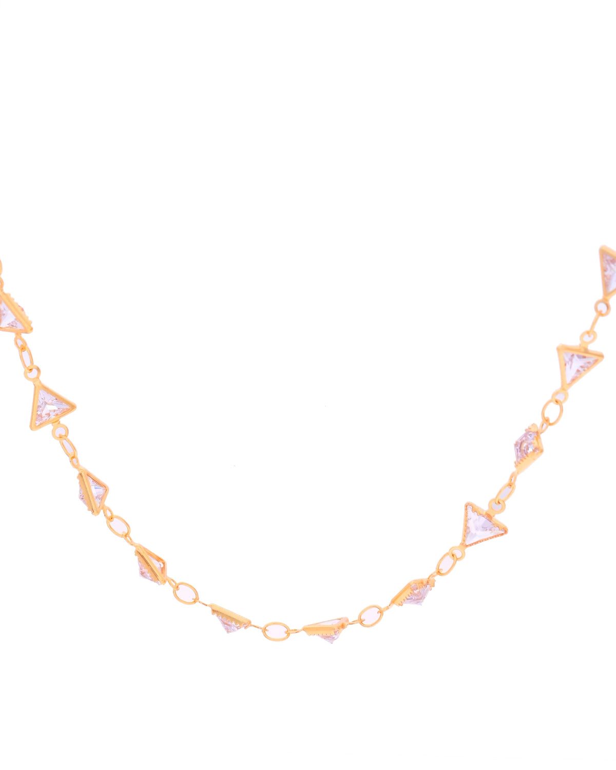 VOJ Women Gold-Polished Triangular Stone Studded Chain | Grocsy