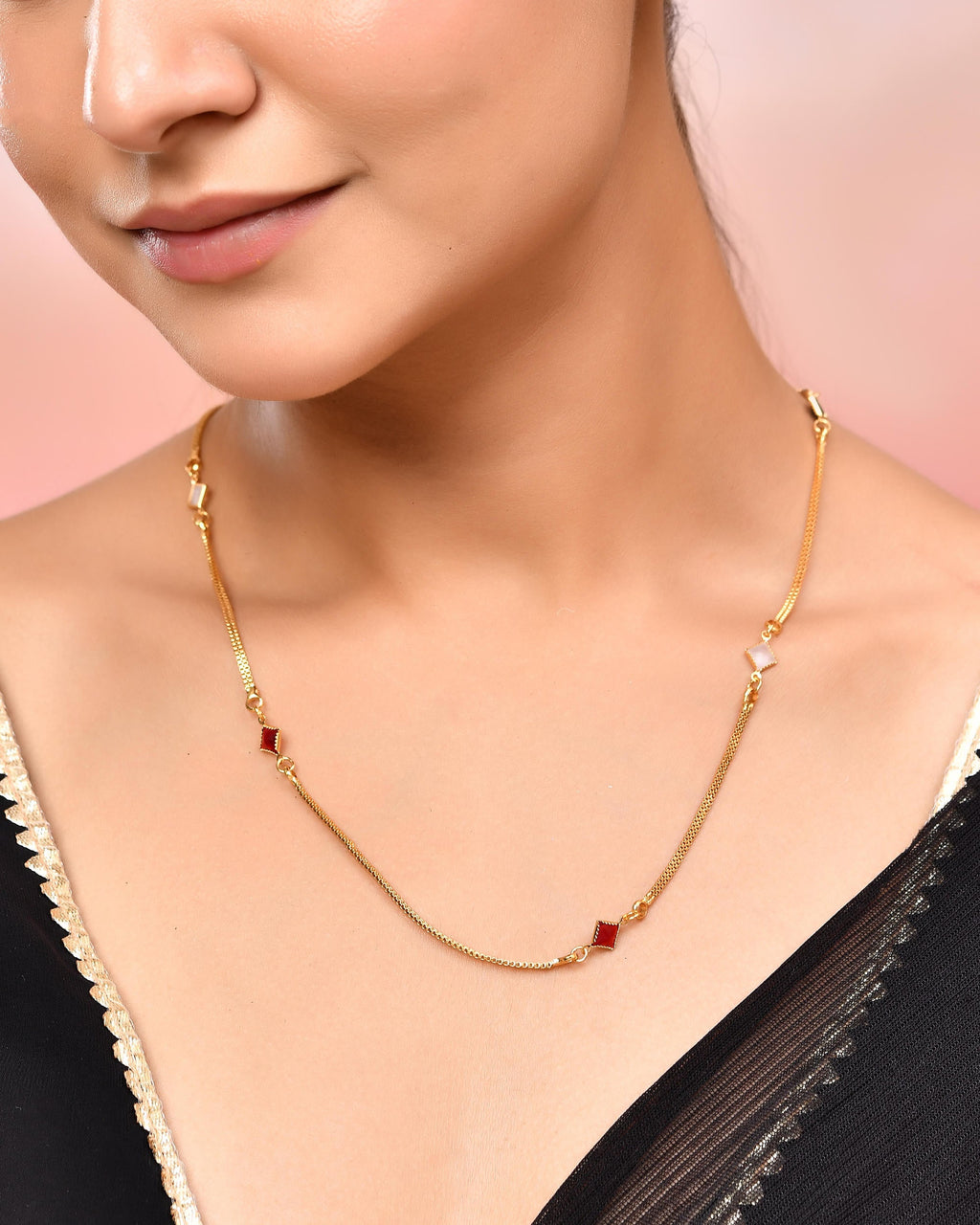 VOJ Gold-Polished Square Shapped Stainless Steel Chain For Women | Grocsy