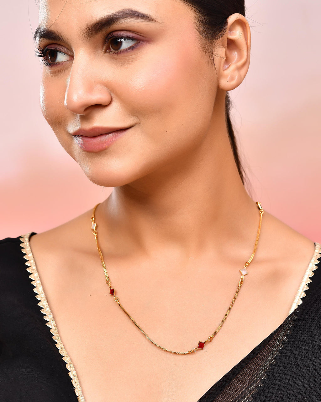 VOJ Gold-Polished Square Shapped Stainless Steel Chain For Women | Grocsy