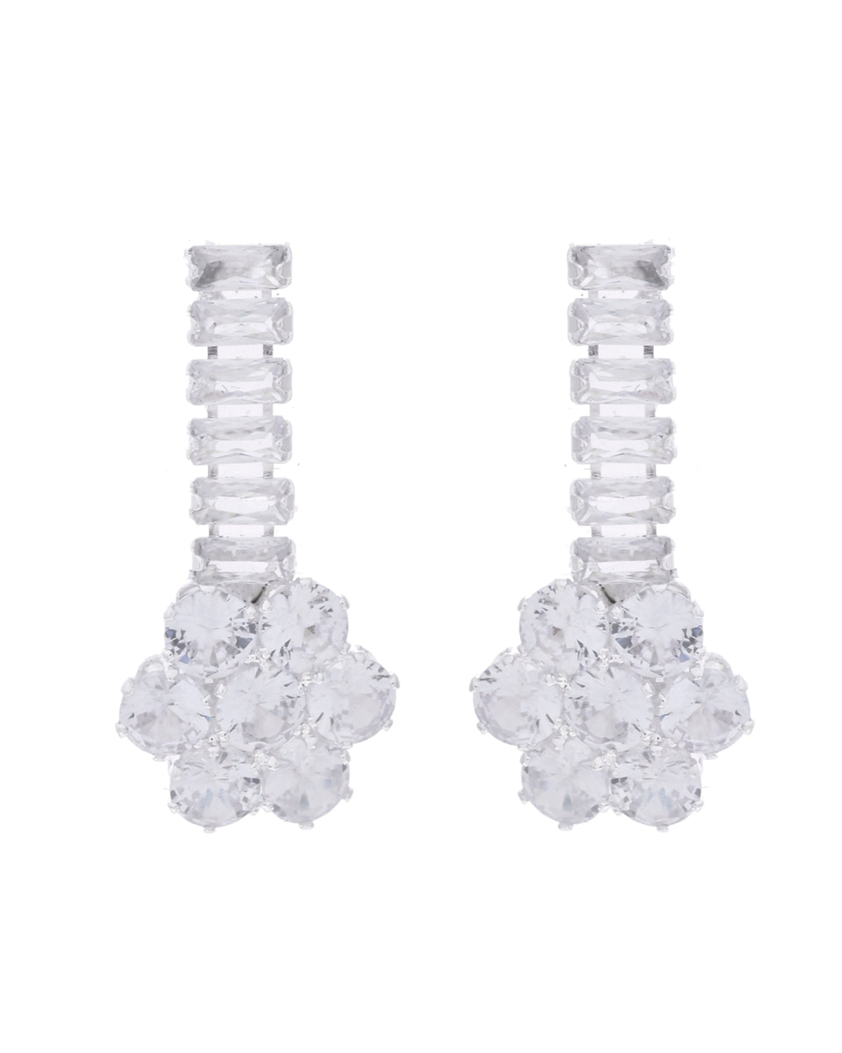VOJ Silver Plated CZ Stone Studded Designer Jewellery Set