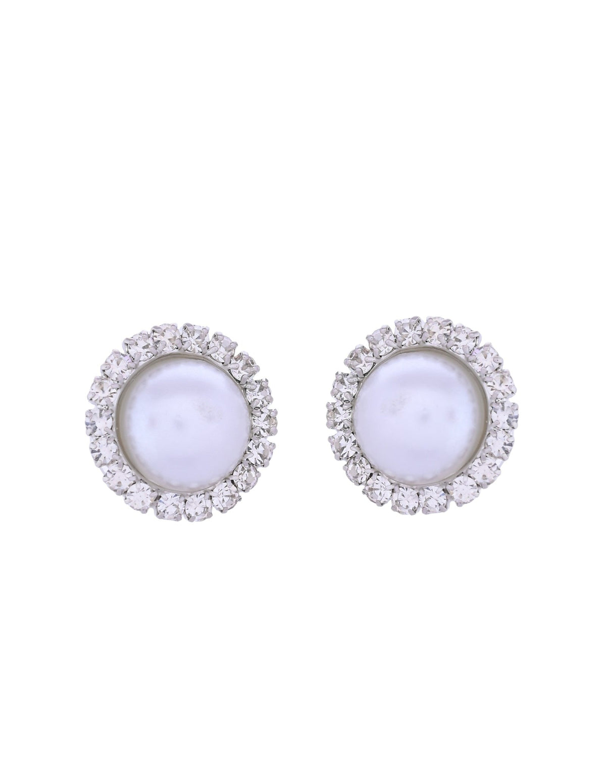 VOJ Silver Plated White Pearl And CZ Stone Choker Set