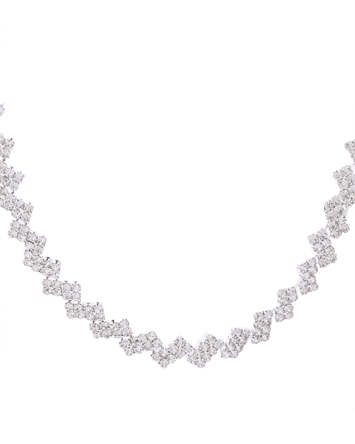 VOJ Silver Plated Stones Studded minimal Designed Jewellery Set