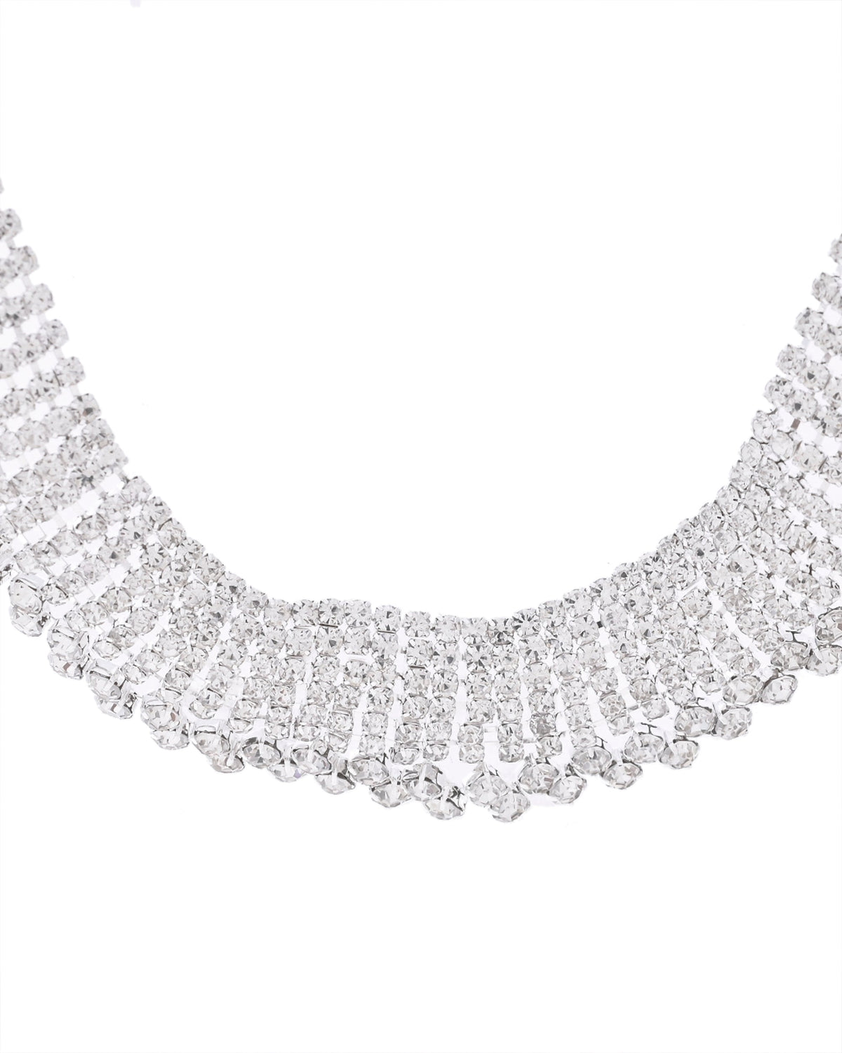 VOJ Silver-Plated Artificial Stones Studded Choker Jewellery Set
