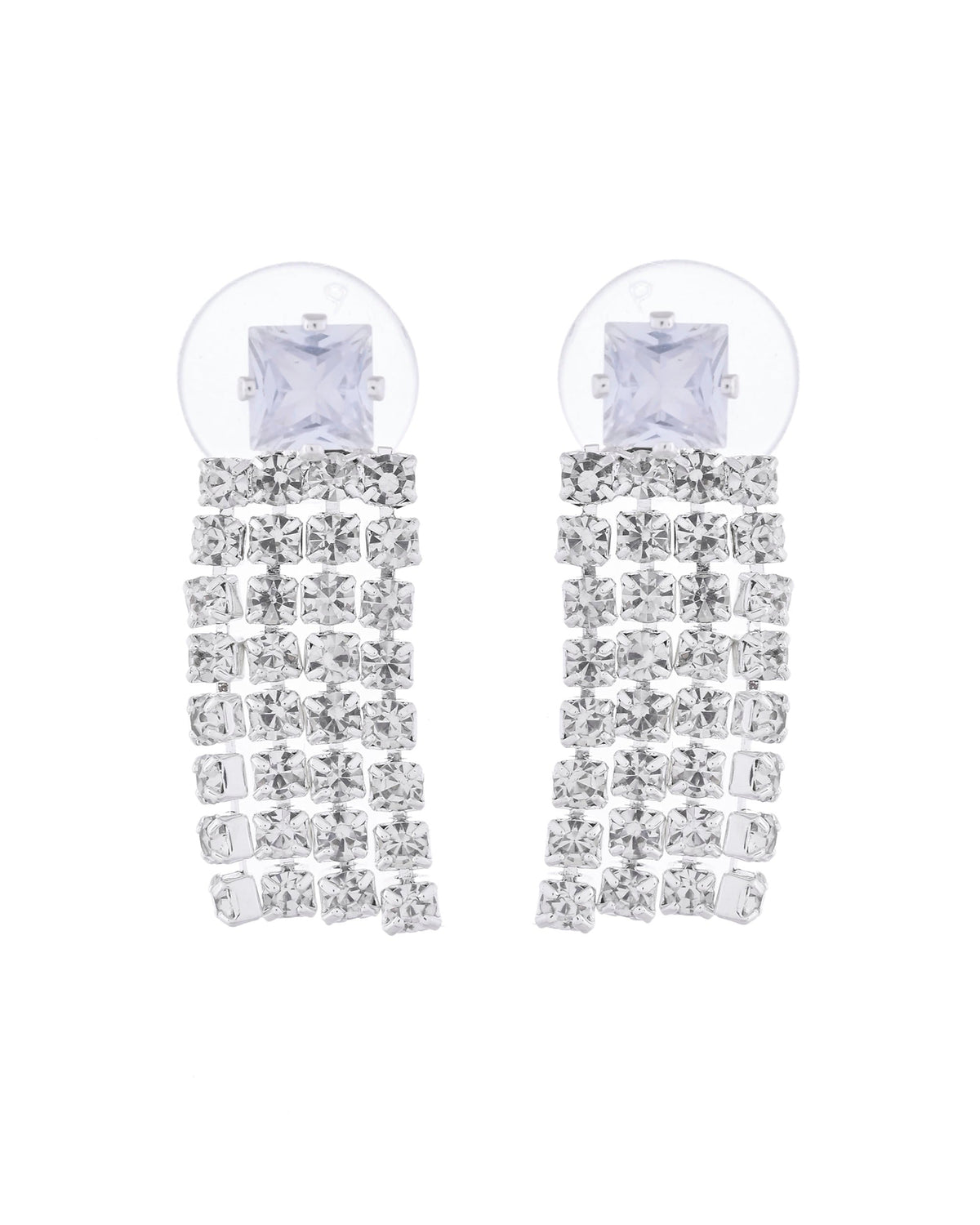 VOJ Silver-Plated Stones Studded Jewellery Set