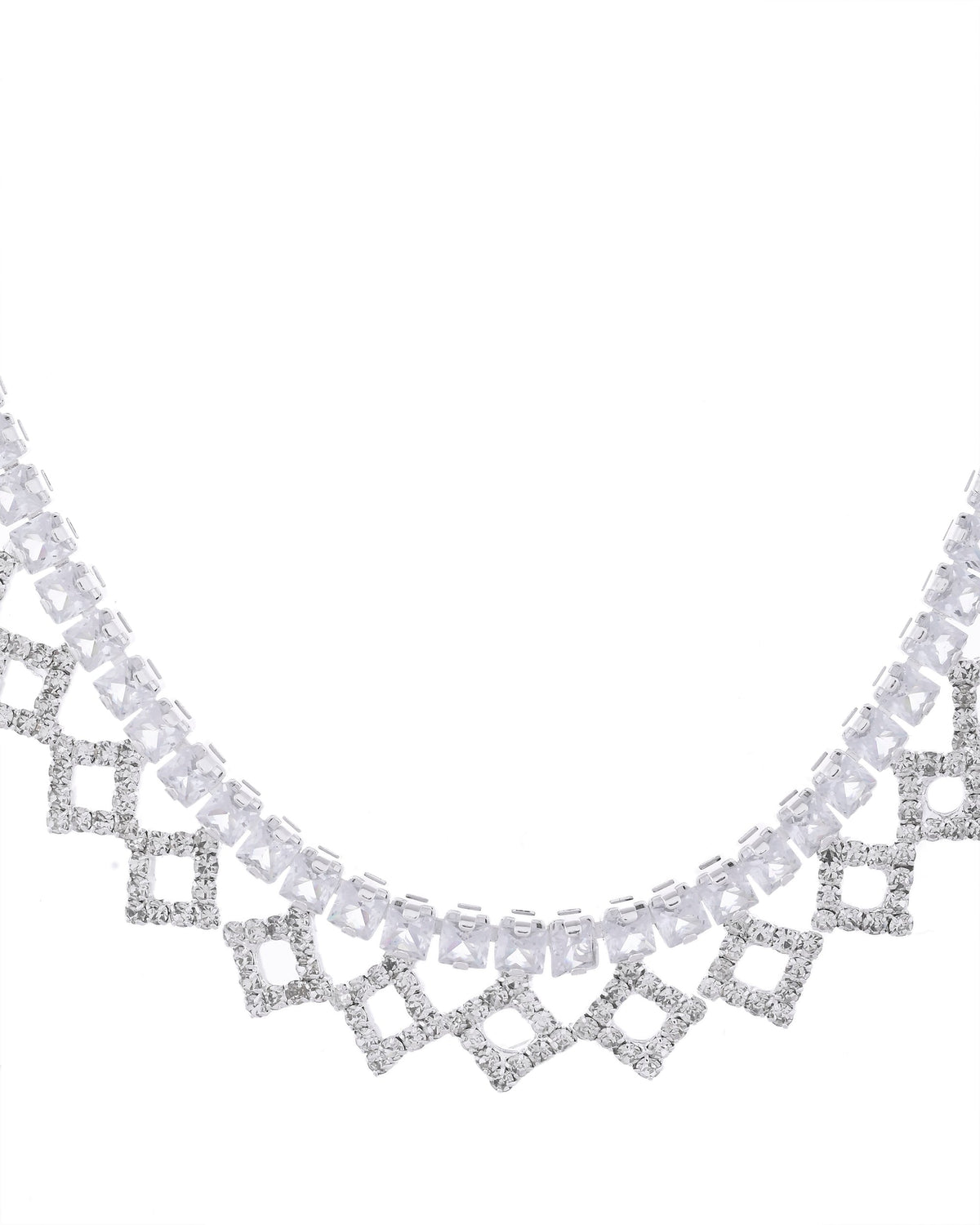 VOJ Silver-Plated Stones Studded Geomatrical Jewellery Set
