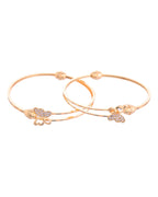 VOJ Set of 2 Gold-Polished AD Stones Butterfly Shaped Elegent Bangles