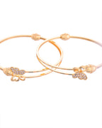 VOJ Set of 2 Gold-Polished AD Stones Butterfly Shaped Elegent Bangles