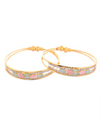 VOJ Set of 2 Gold-Polished Multi Colour Stones Bangles