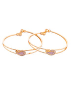 VOJ Set of 2 Gold-Polished AD Stone Studded Classic Bangles