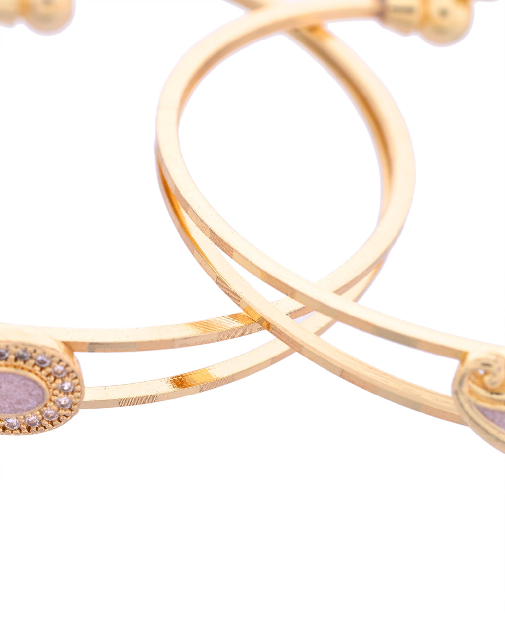 VOJ Set of 2 Gold-Polished AD Stone Studded Classic Bangles