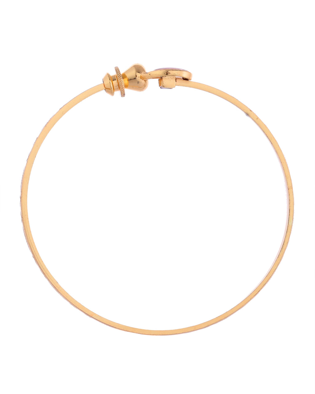 VOJ Set of 2 Gold-Polished Stone Studded Heart Shaped Bangles