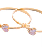 VOJ Set of 2 Gold-Polished Stone Studded Heart Shaped Bangles