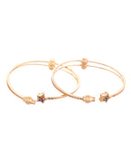 VOJ Set of 2 Gold-Polished Multi Colour Stone Studded Star Shaped Bangles