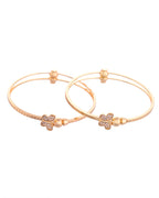 VOJ Set of 2 Gold-Polished AD Stones Butterfly Shaped Bangles