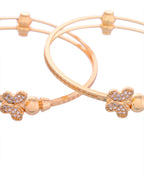 VOJ Set of 2 Gold-Polished AD Stones Butterfly Shaped Bangles