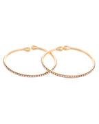 VOJ Set of 2 Gold-Polished AD Stones Studded Minimal Bangles