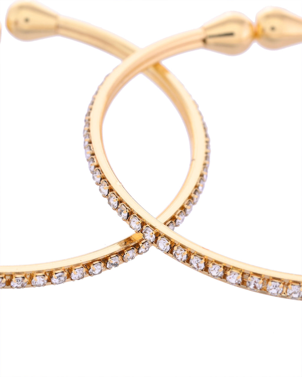 VOJ Set of 2 Gold-Polished AD Stones Studded Minimal Bangles