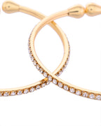 VOJ Set of 2 Gold-Polished AD Stones Studded Minimal Bangles
