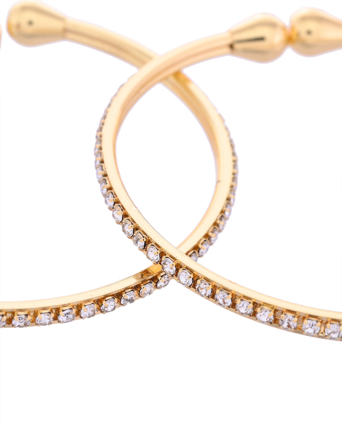 VOJ Set of 2 Gold-Polished AD Stones Studded Minimal Bangles