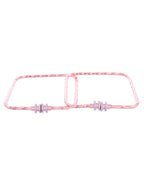 VOJ Set of 2 Rose Gold-Polished Square Shaped Bangles