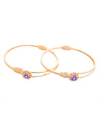 VOJ Set of 2 Gold-Polished Purple Stone Studded Bangles | Grocsy