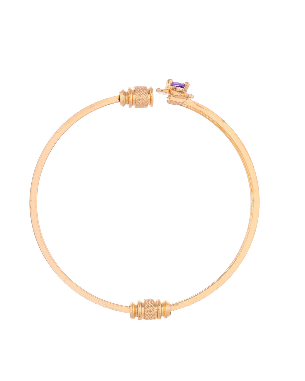 VOJ Set of 2 Gold-Polished Purple Stone Studded Bangles | Grocsy