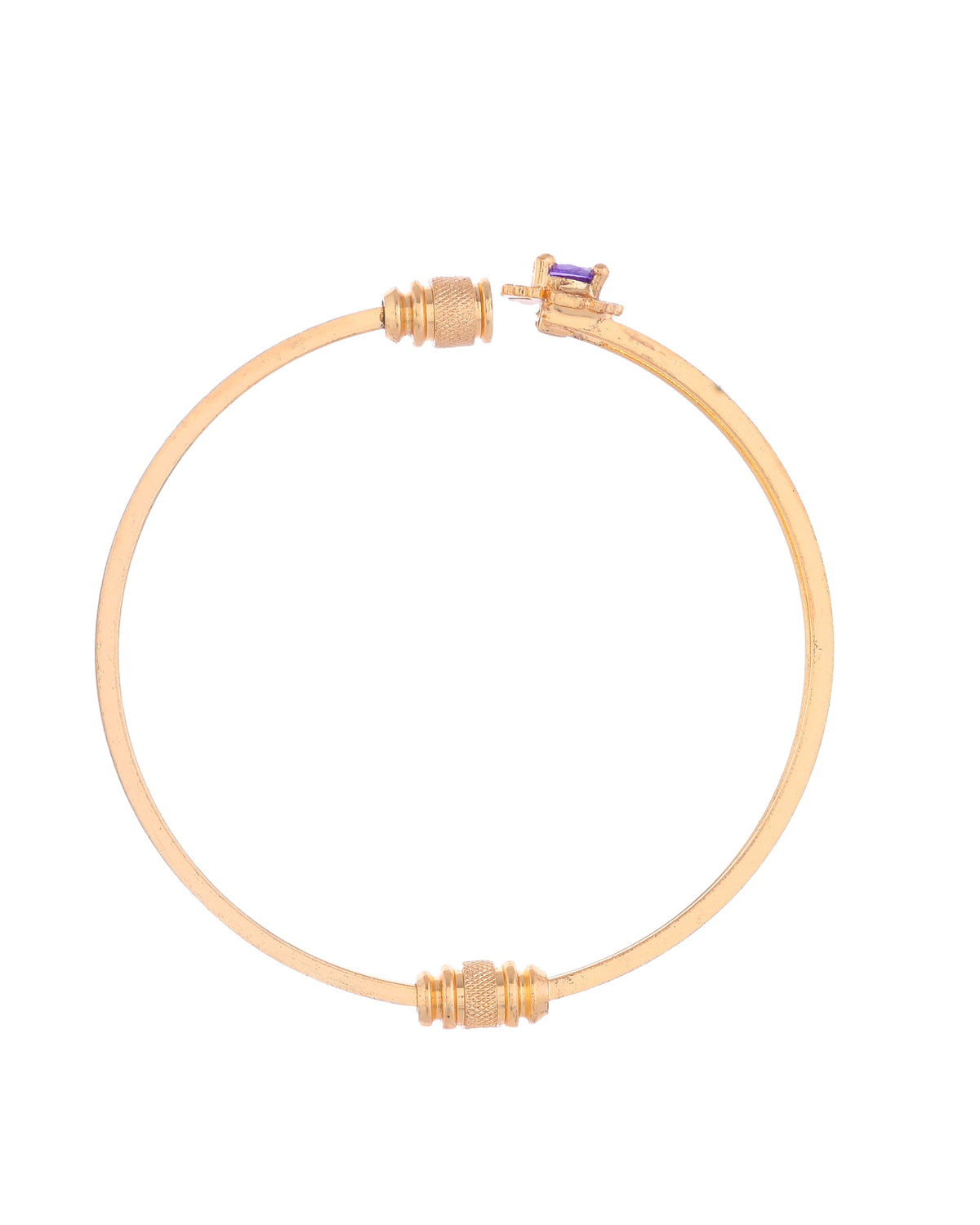 VOJ Set of 2 Gold-Polished Purple Stone Studded Bangles | Grocsy