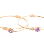 VOJ Set of 2 Gold-Polished Purple Stone Studded Bangles | Grocsy