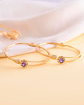 VOJ Set of 2 Gold-Polished Purple Stone Studded Bangles | Grocsy