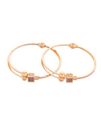 VOJ Set of 2 Gold-Polished Mutli Colour Stones Studded Square Shaped Bangles | Grocsy