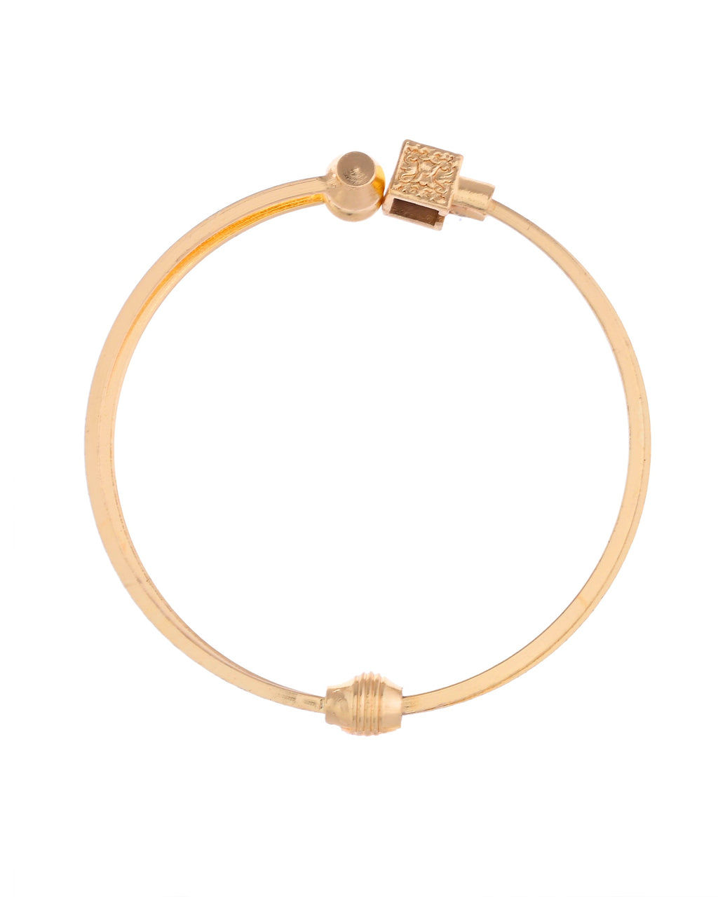 VOJ Set of 2 Gold-Polished Mutli Colour Stones Studded Square Shaped Bangles | Grocsy