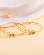 VOJ Set of 2 Gold-Polished Mutli Colour Stones Studded Square Shaped Bangles | Grocsy