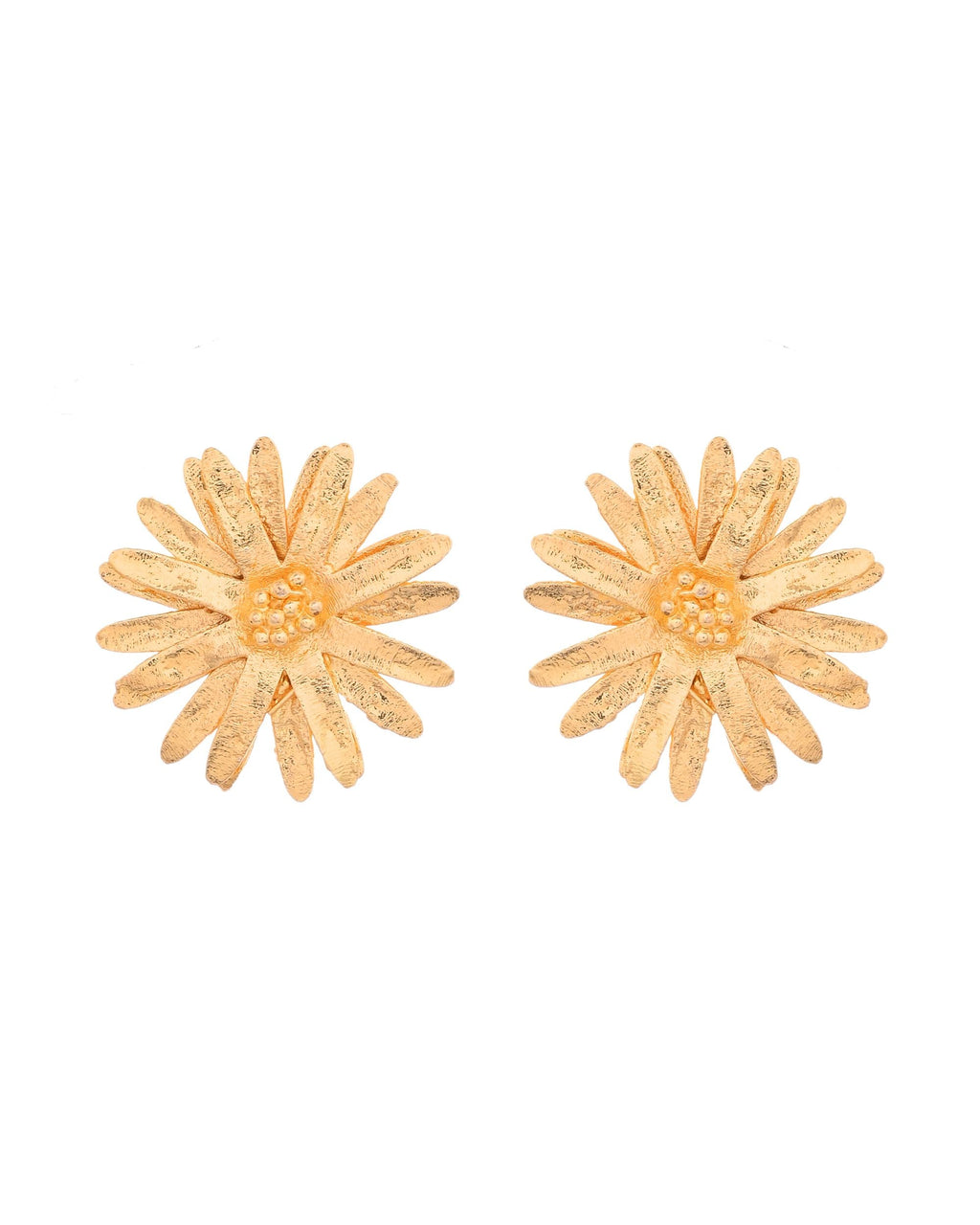 VOJ Gold Polished Anti Tarnish Elegent Floral Shaped Stud Earrings