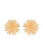 VOJ Gold Polished Anti Tarnish Elegent Floral Shaped Stud Earrings