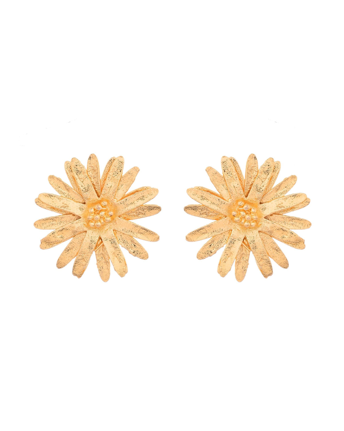 VOJ Gold Polished Anti Tarnish Elegent Floral Shaped Stud Earrings