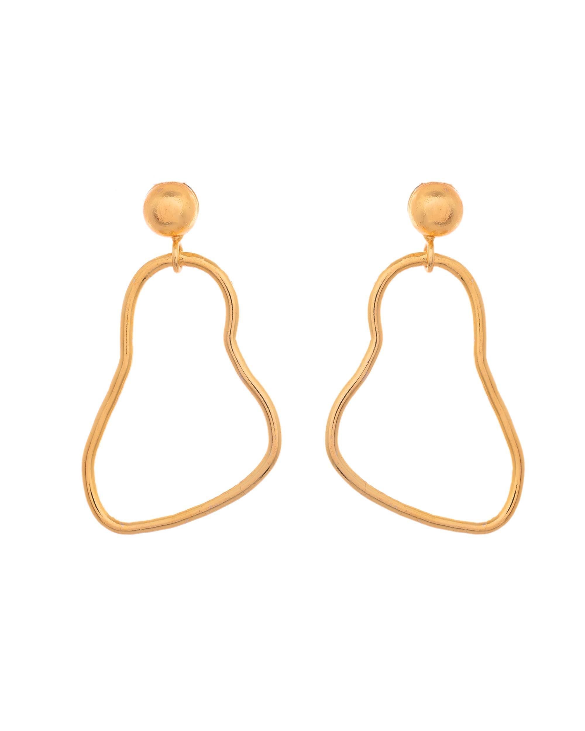 VOJ Gold Polished Anti Tarnish Designer Drop Earrings