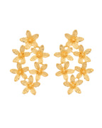 VOJ Gold Polished Floral Designer Earrings
