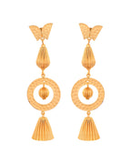 VOJ Gold Polished Designer Anti Tarnish Big Drop Earrings | Grocsy