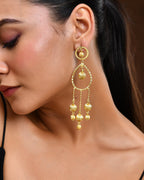 VOJ Gold Polished Elegant Anti Tarnish Big Drop Earrings | Grocsy
