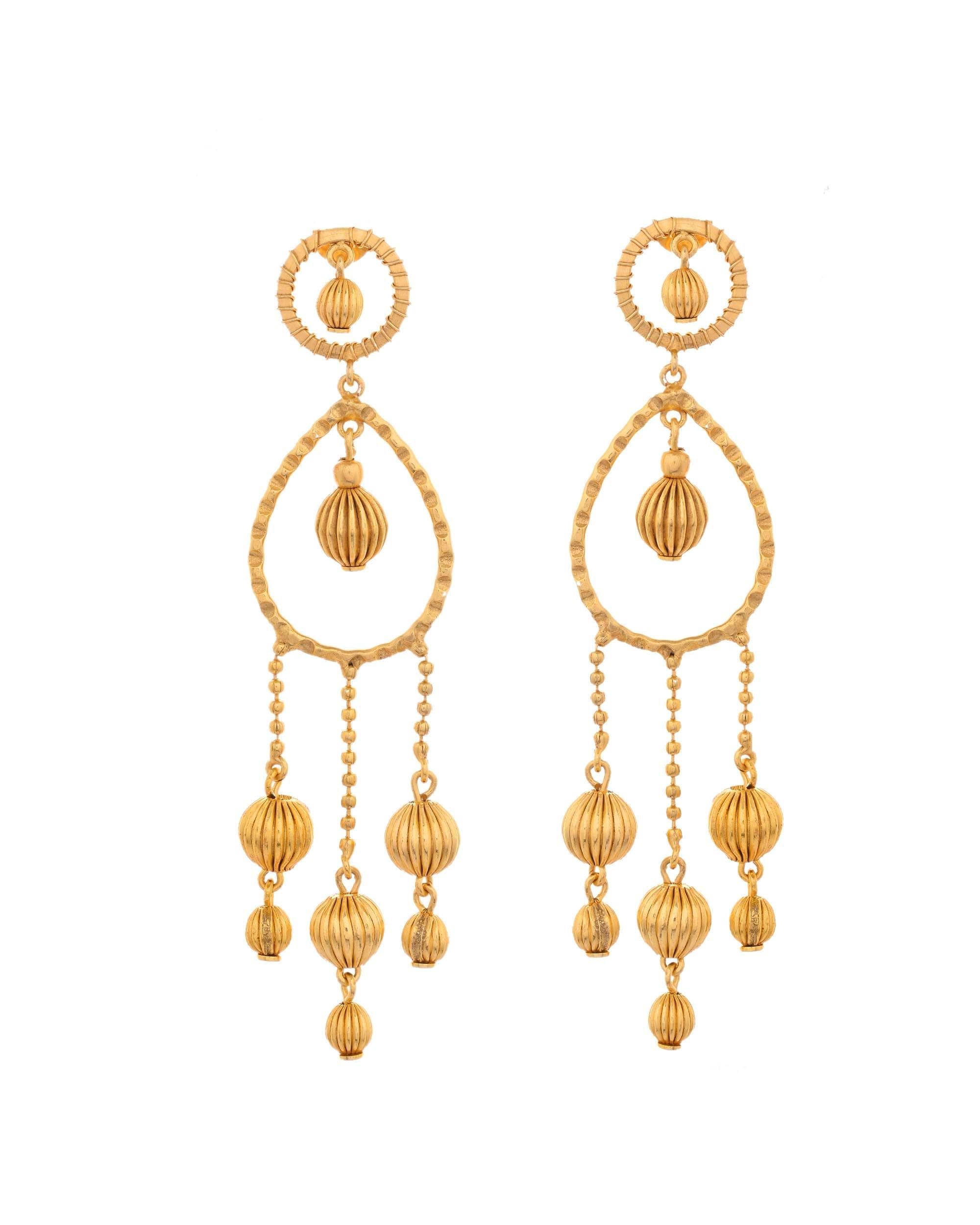 VOJ Gold Polished Elegant Anti Tarnish Big Drop Earrings | Grocsy