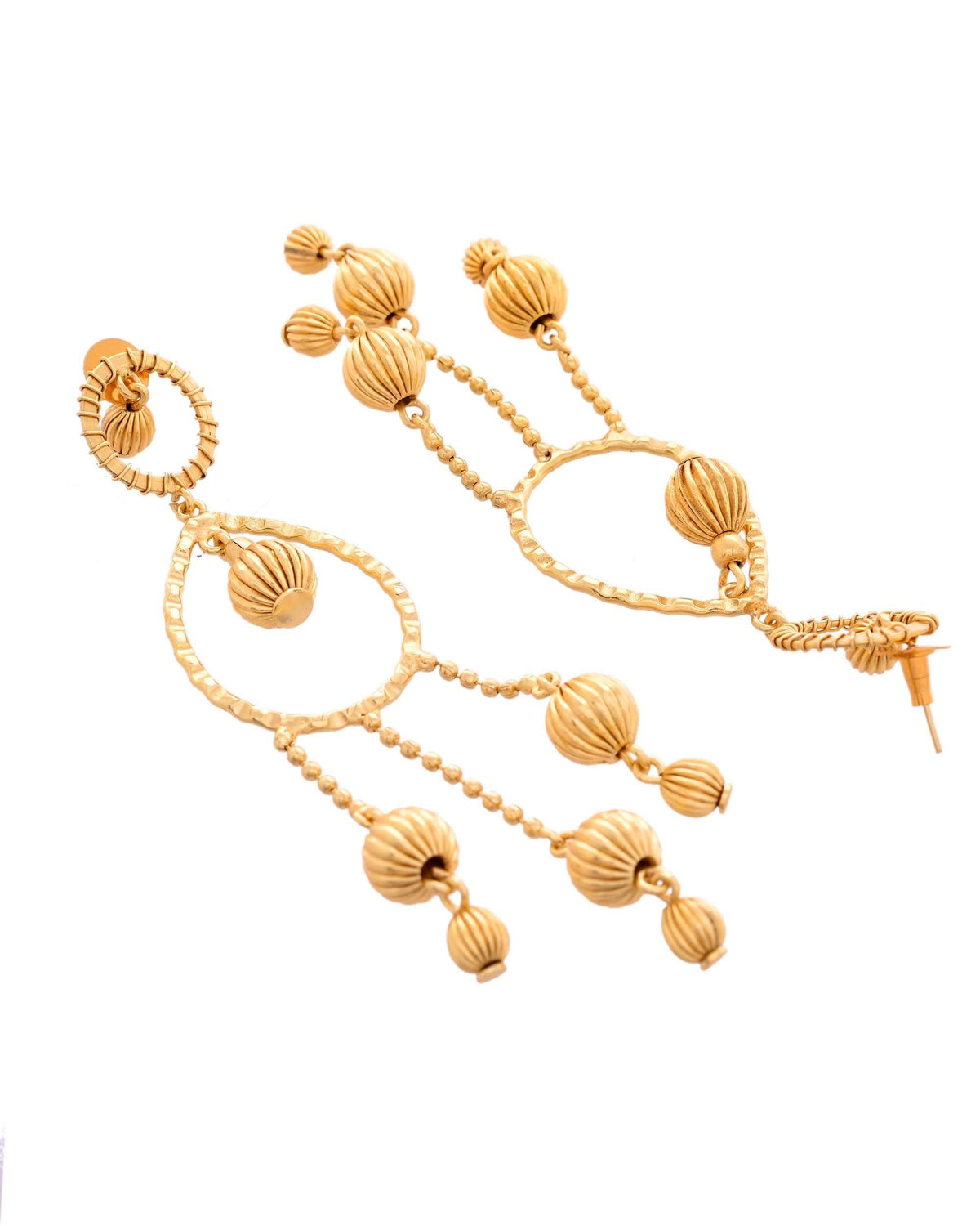 VOJ Gold Polished Elegant Anti Tarnish Big Drop Earrings | Grocsy