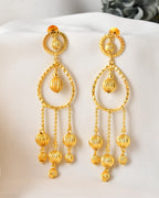 VOJ Gold Polished Elegant Anti Tarnish Big Drop Earrings | Grocsy