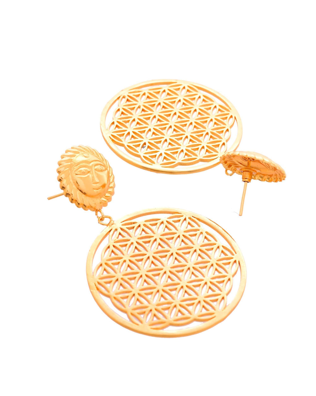 VOJ Gold Polished Hand Crafted Anti Tarnish Circular Earrings