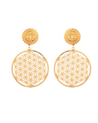 VOJ Gold Polished Hand Crafted Anti Tarnish Circular Earrings