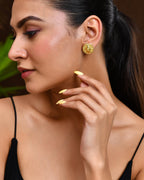 VOJ Gold Polished Designer Small Stud Earrings