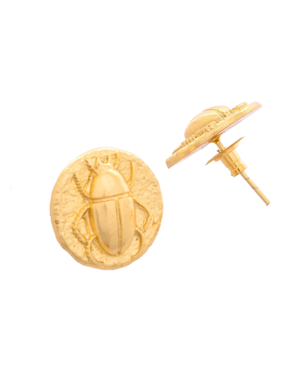 VOJ Gold Polished Designer Small Stud Earrings