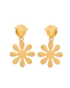 VOJ Gold Polished Anti Tarnish Flower Shaped Drop Earrings | Grocsy