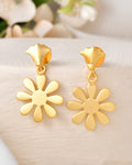 VOJ Gold Polished Anti Tarnish Flower Shaped Drop Earrings | Grocsy