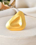 VOJ Gold Polished Geometric Shaped Big Ring | Grocsy