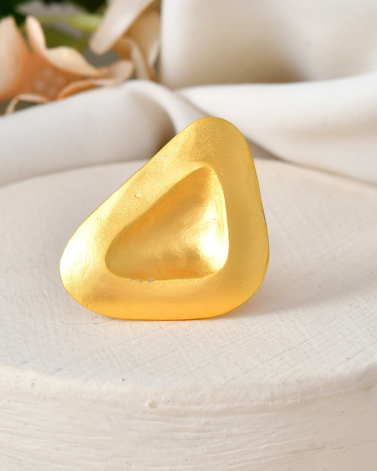 VOJ Gold Polished Geometric Shaped Big Ring | Grocsy